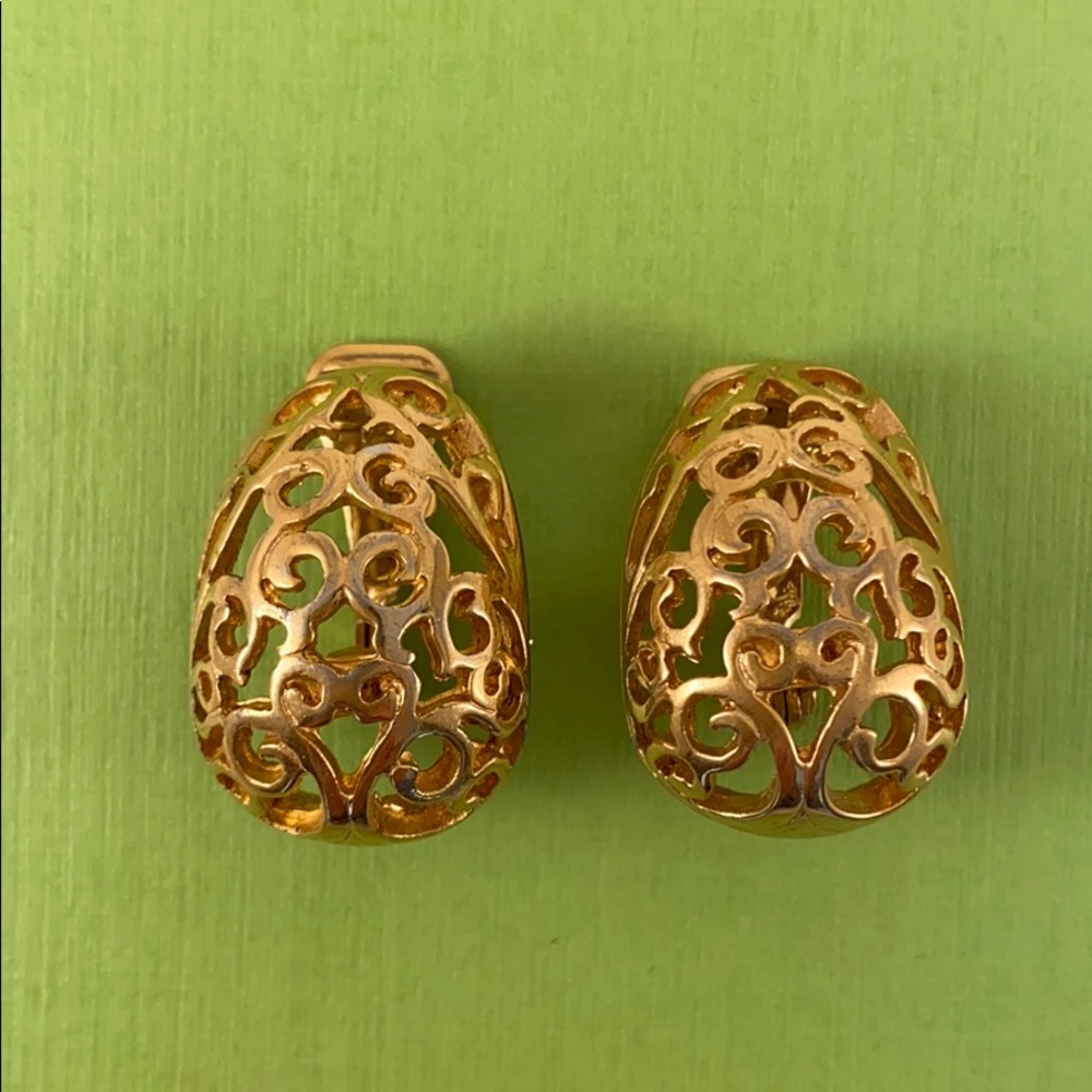 Ginnie Johansen Gold Filagree Earrings